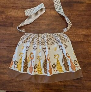 Vintage 70s Mod Youth Apron Cats Lions Cotton